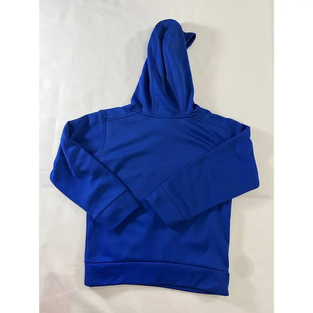 adidas Unisex Kids Blue Pullover Hoodie, Logo, Hooded, Pockets, Size 5